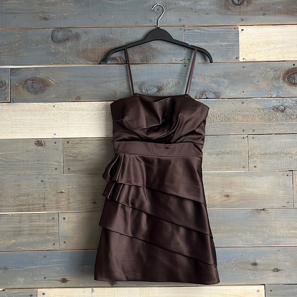 Max Cleo Satin Cocktail Party Mini Dress